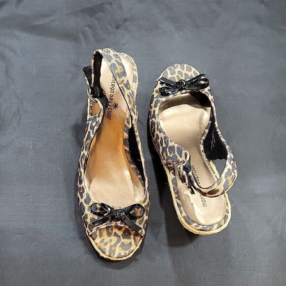 MONTEGO BAY CLUB LEOPARD BROWN CAMINO PEEP-TOE WEDGE SANDAL - Picture 6 of 14